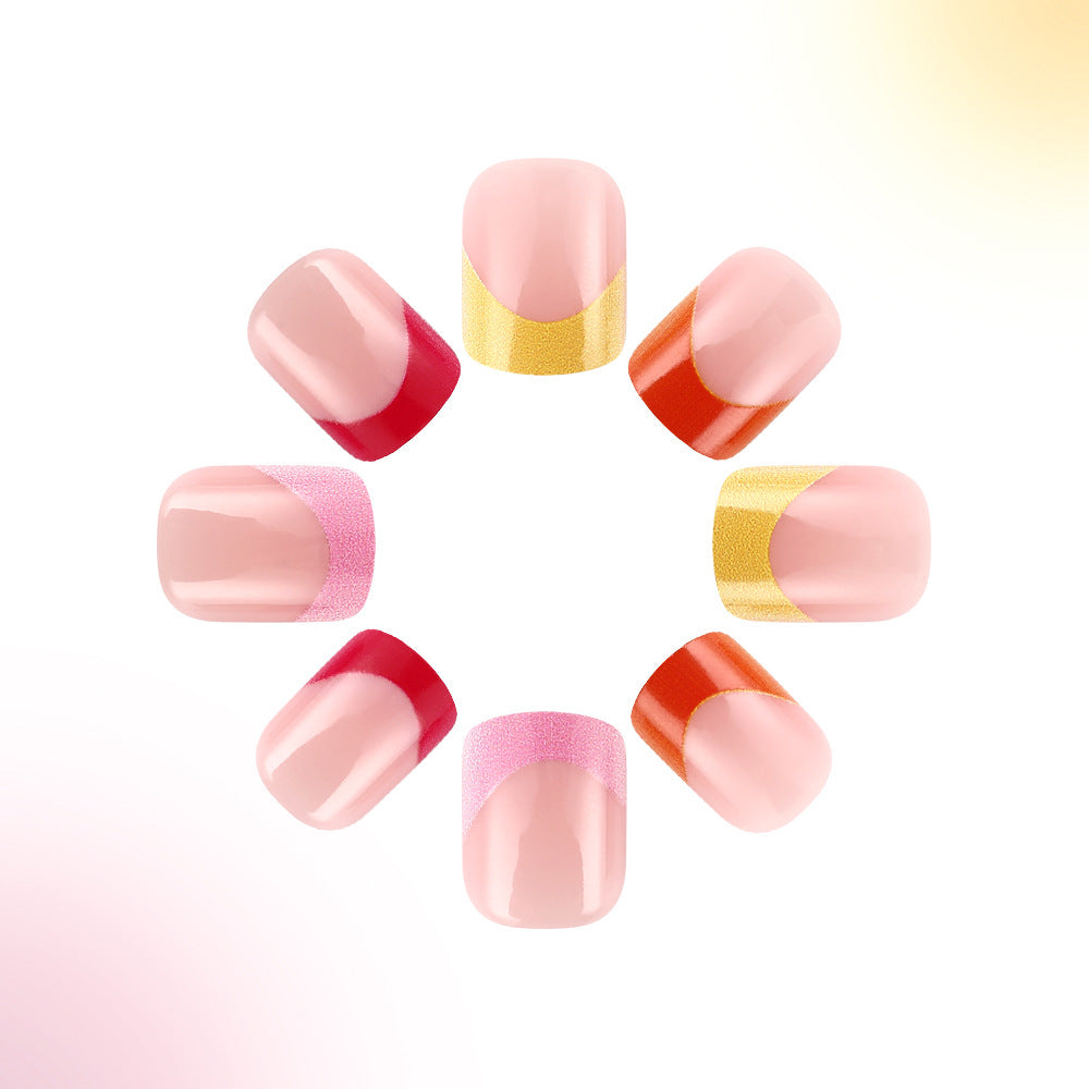 Colorful Ombre French Tip Press-On Nails Stornfield