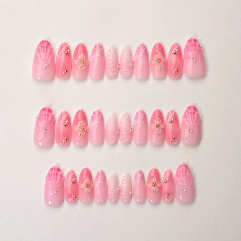 Elegant Floral Accentuated Stiletto Press-On Nails Stornfield