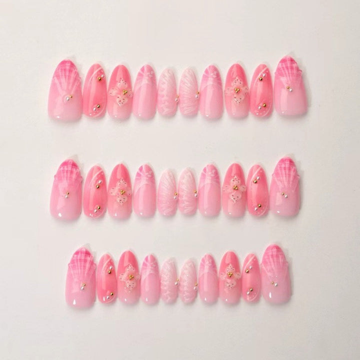 Elegant Floral Accentuated Stiletto Press-On Nails Stornfield