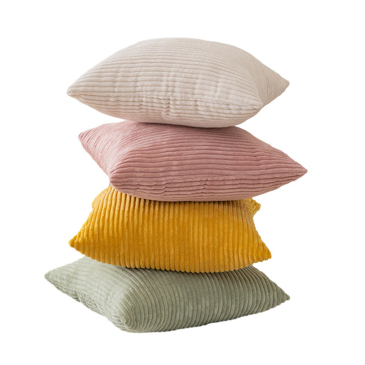 Ribbed Plush Corduroy Square Accent Cushion Cover with Hidden Zipper