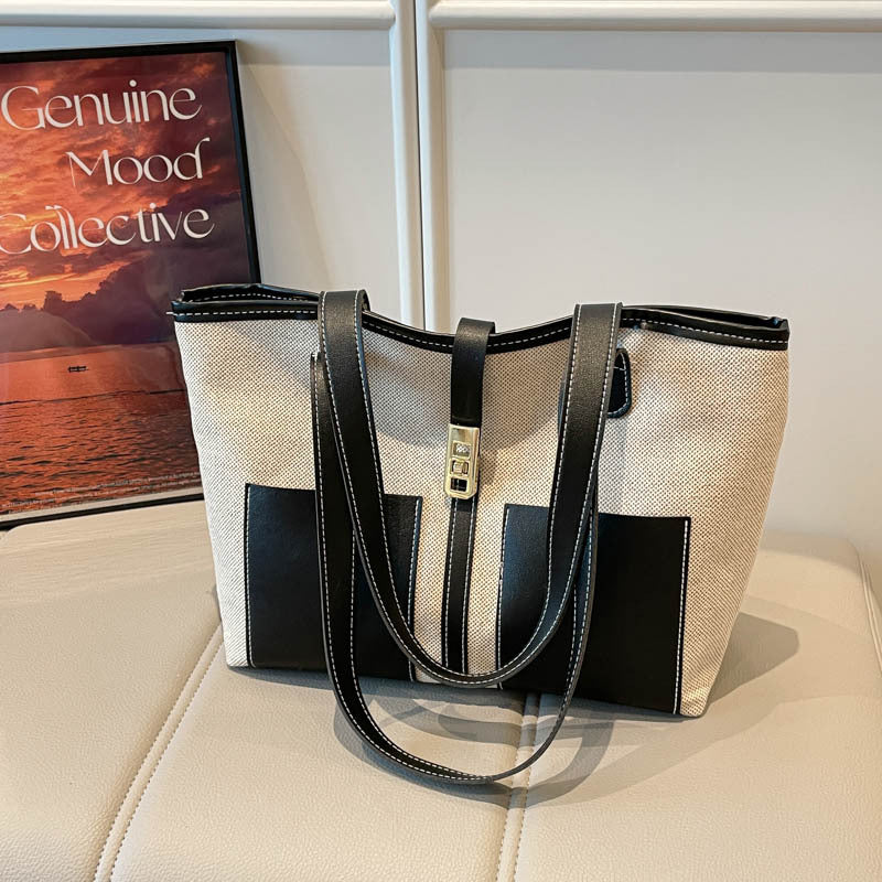 Stylish Canvas Tote Bag with Elegant Accents