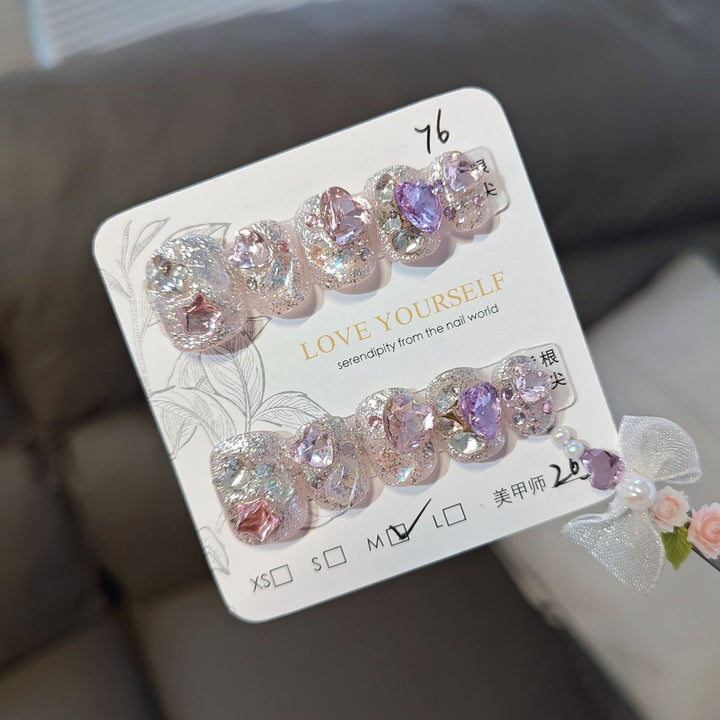 Glamorous Heart-Themed Press-On Nail Set Stornfield