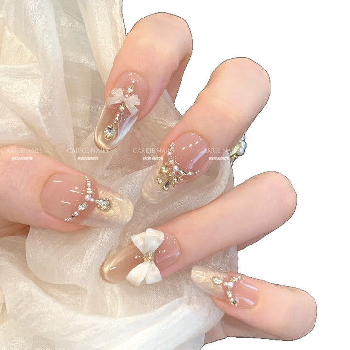 Elegant Rhinestone Press-On Nail Set Stornfield
