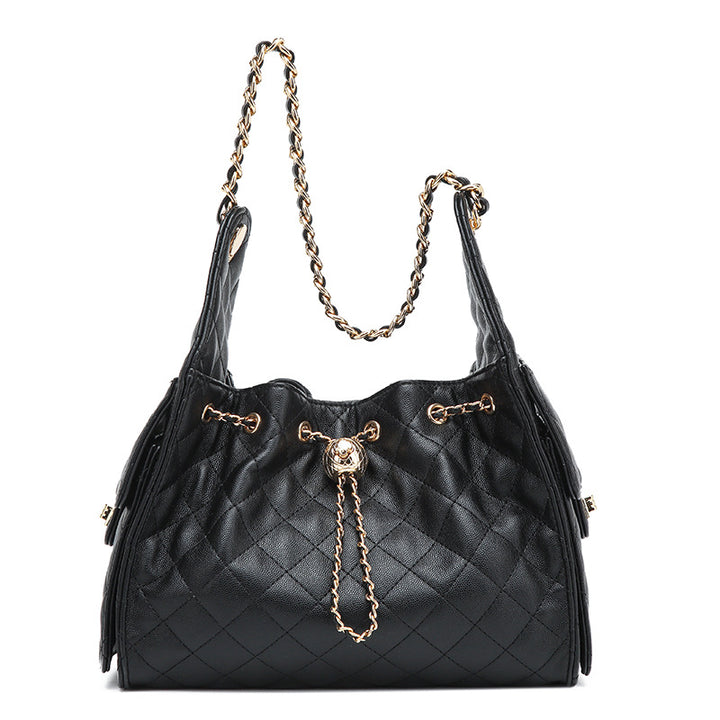 Quilted Drawstring Bucket Handbag