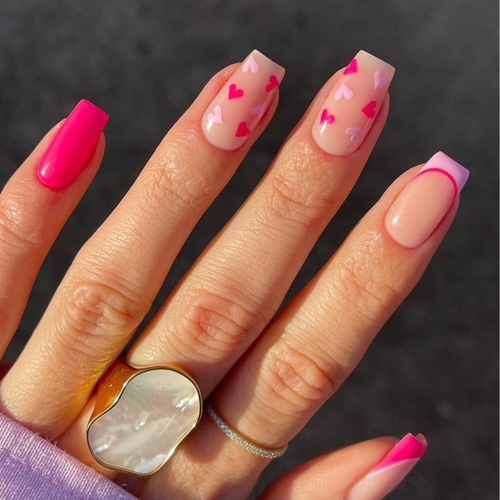 Heart-Themed Gel Nail Extensions Stornfield