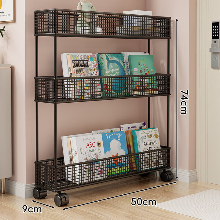 Freestanding Mesh Four-Tier Book and Toy Storage Shelf