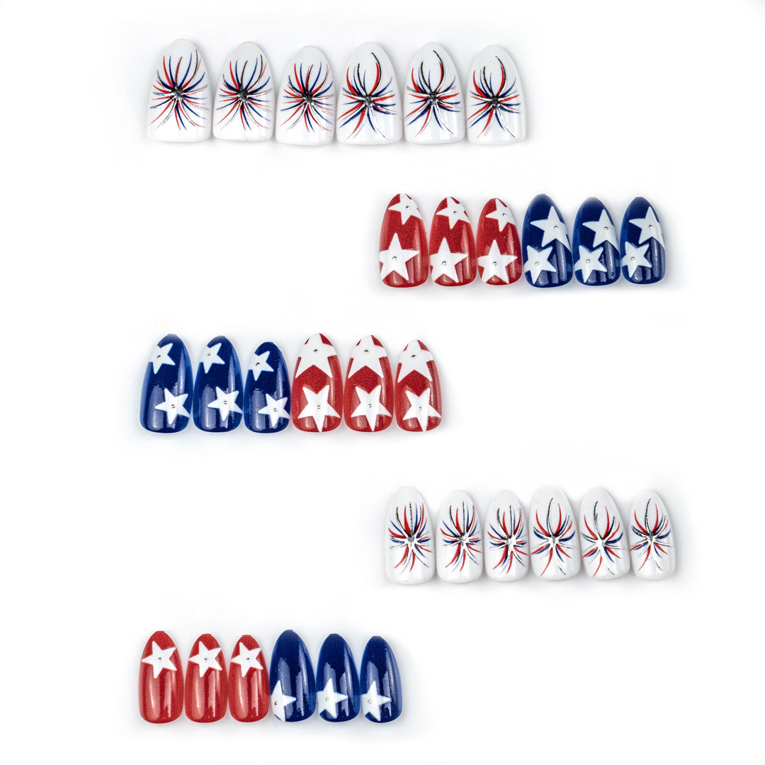 Artistic 4th of July Themed Press-On Nail Art Set Stornfield