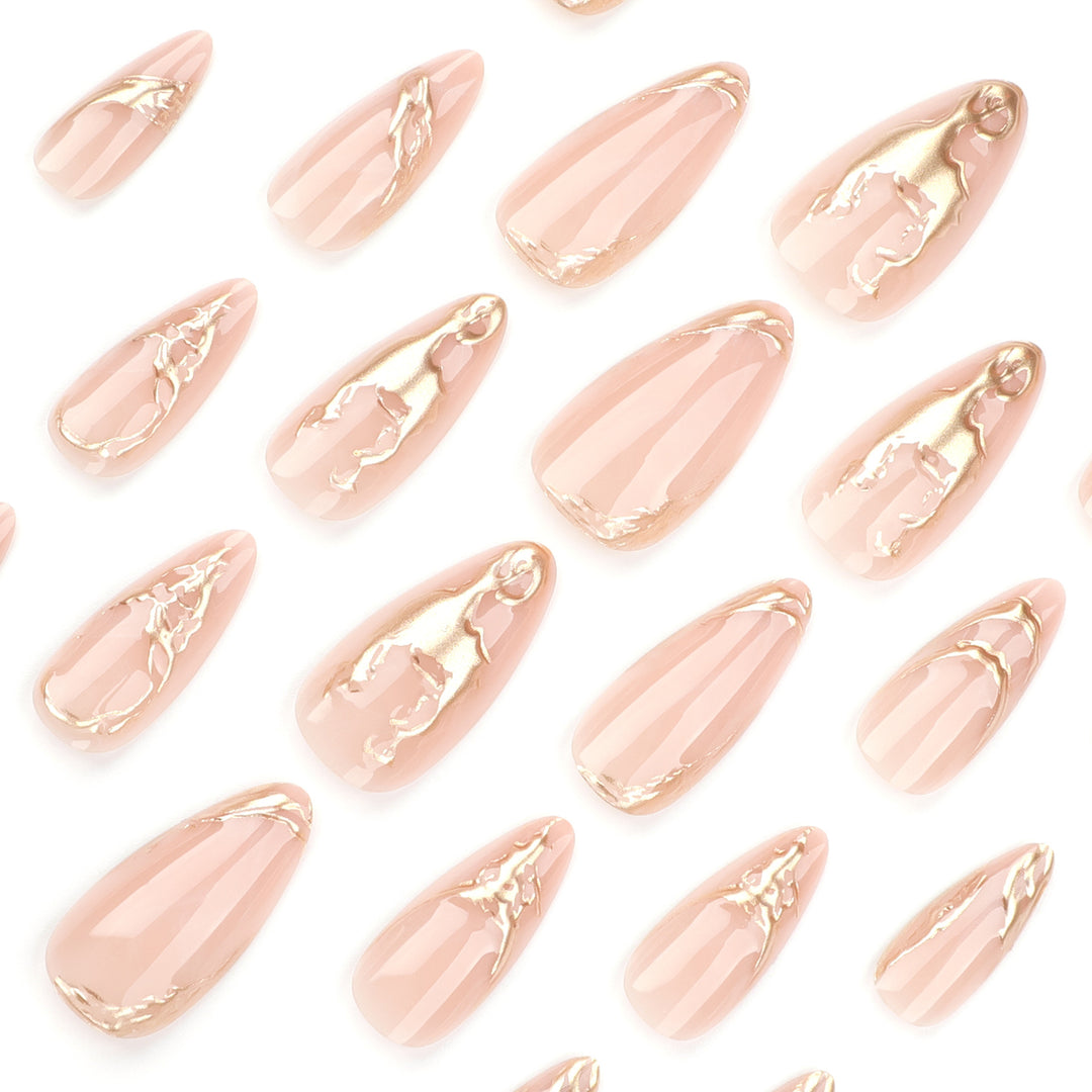 Artful Nail Extensions with Fine Golden Accents Stornfield