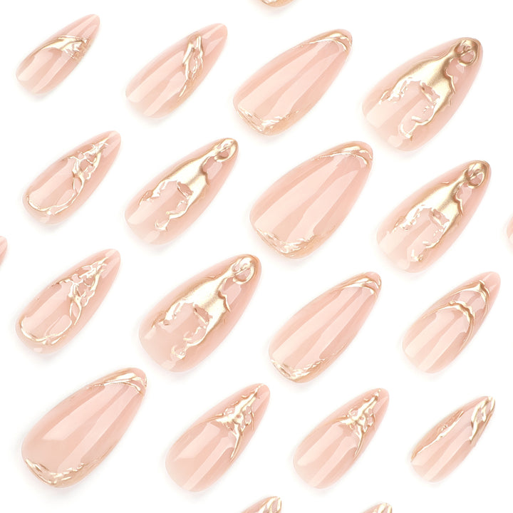 Artful Nail Extensions with Fine Golden Accents Stornfield