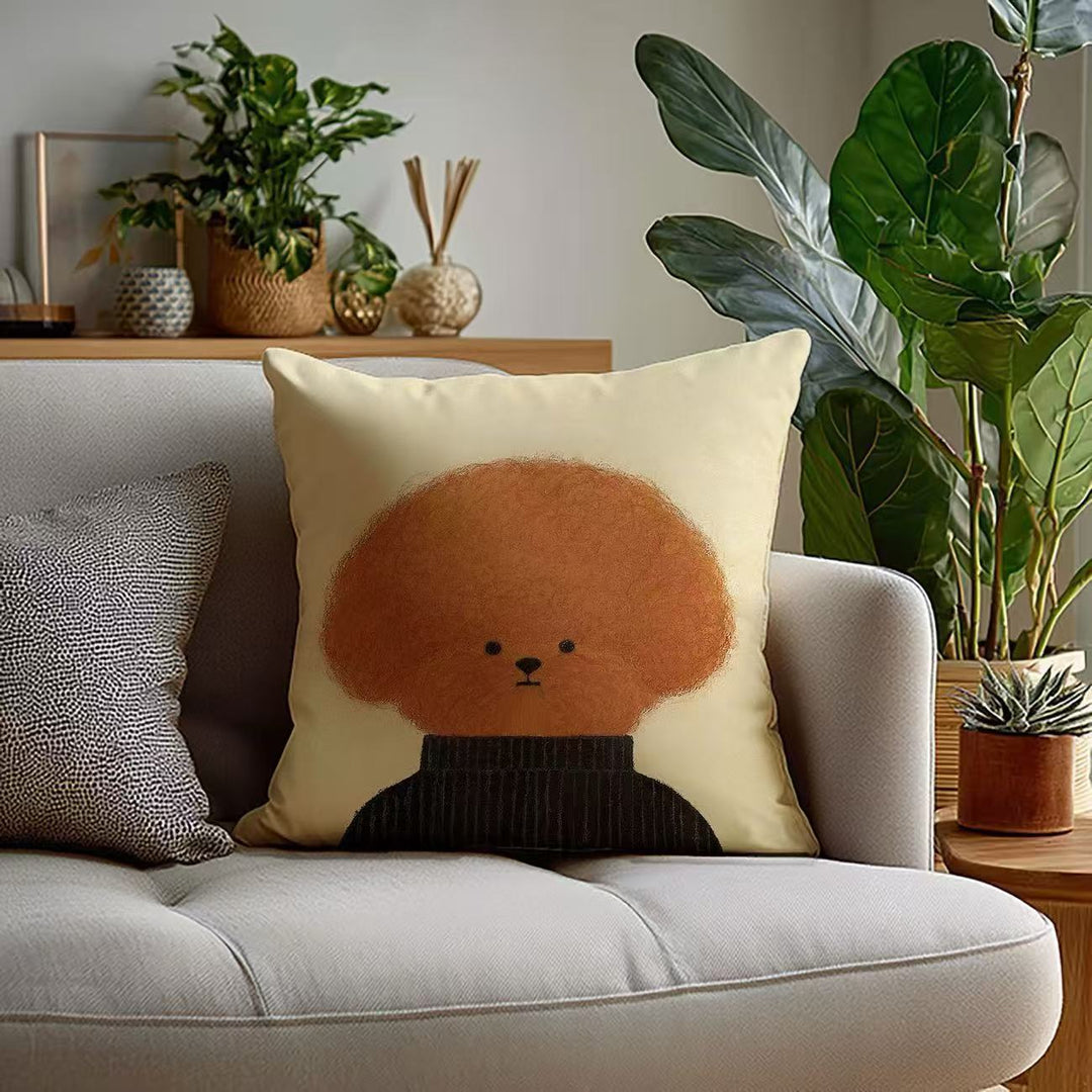 Plush Decorative Dog-Themed Throw Pillow