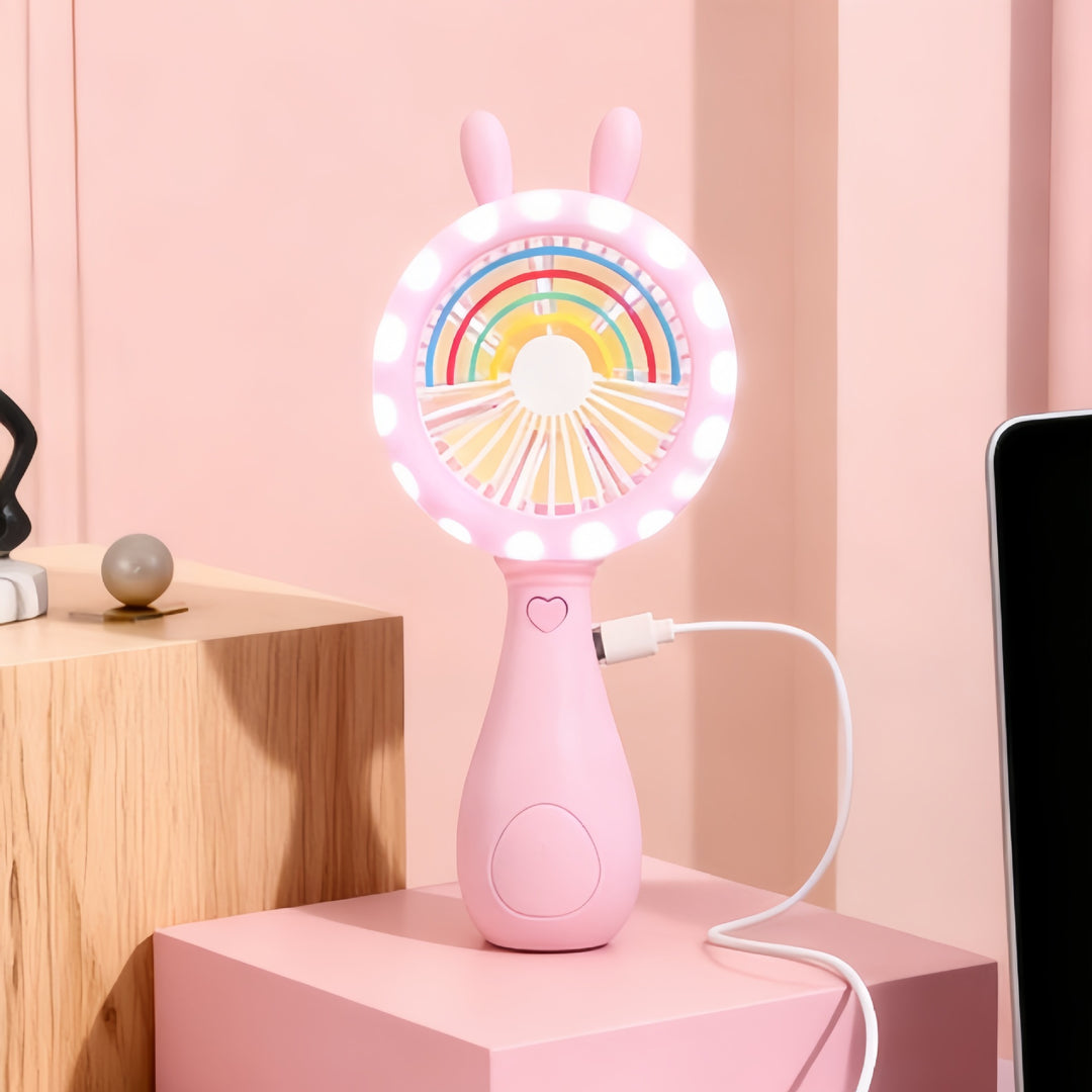Ladies portable hand fan with LED function and innovative bunny design Stornfield