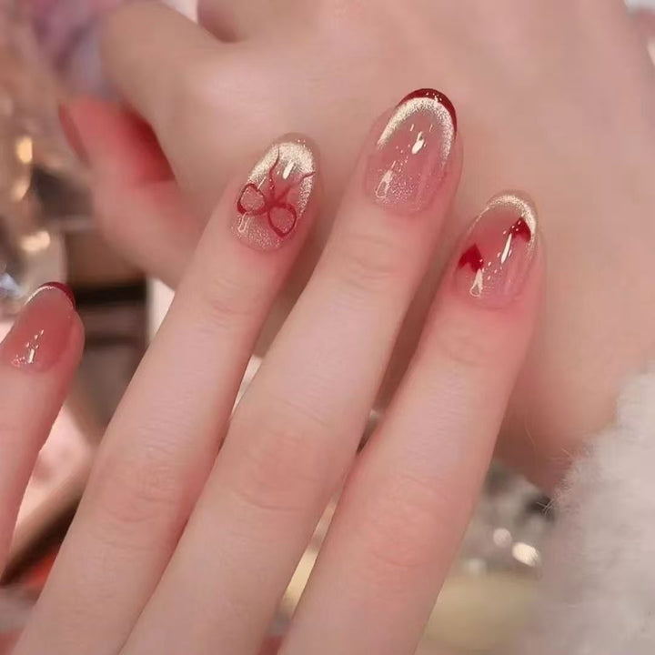 Heart-Themed Press-On Nail Art