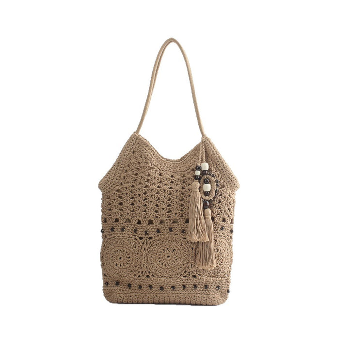Crochet handbag with fringed accents Stornfield