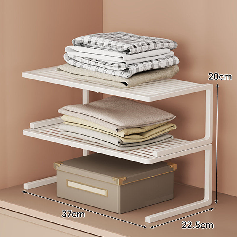 Low-Profile Ventilated Metal Shelf Riser Organizer for Closet and Countertop