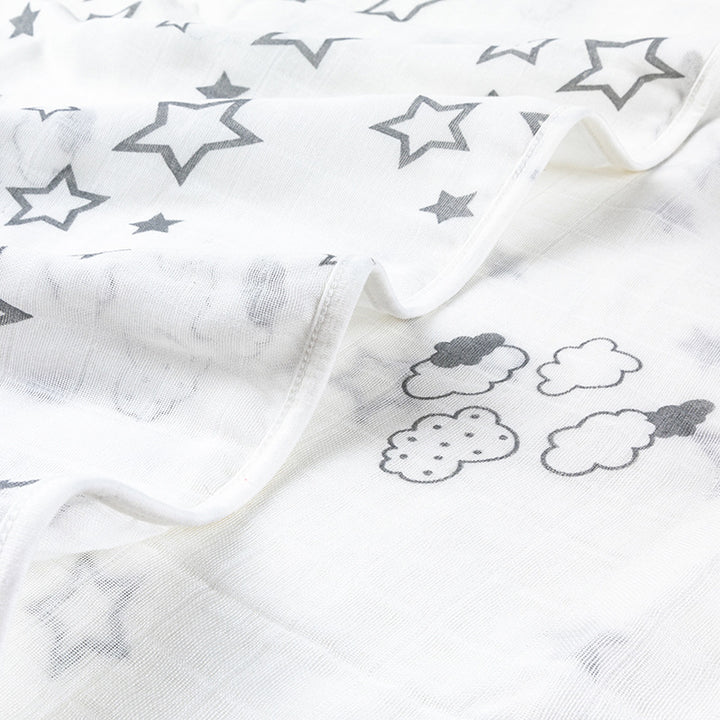 Soft Muslin Baby Blanket with Stars and Clouds Print Stornfield
