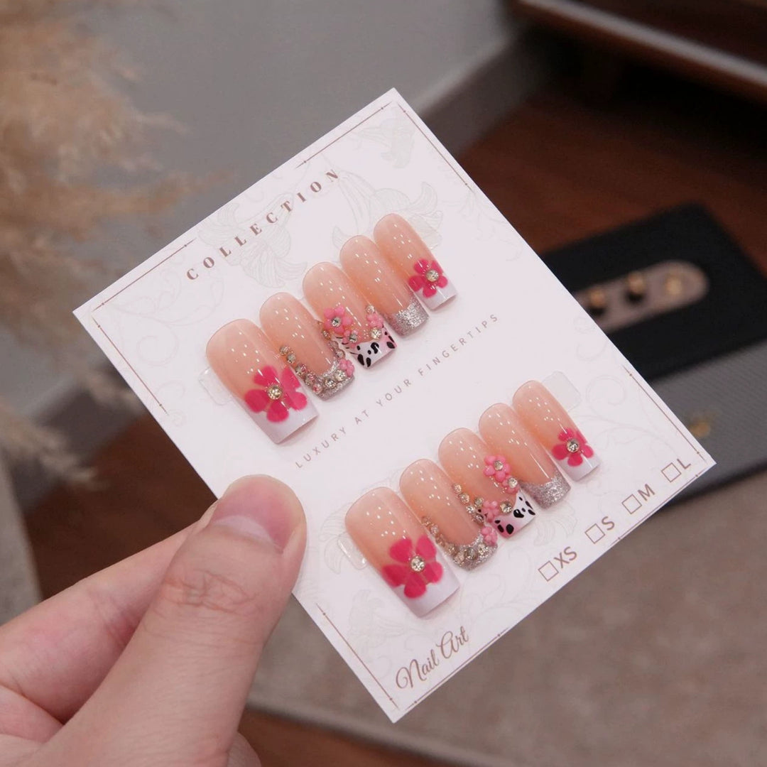 Luxury Floral Press-On Nail Enhancements