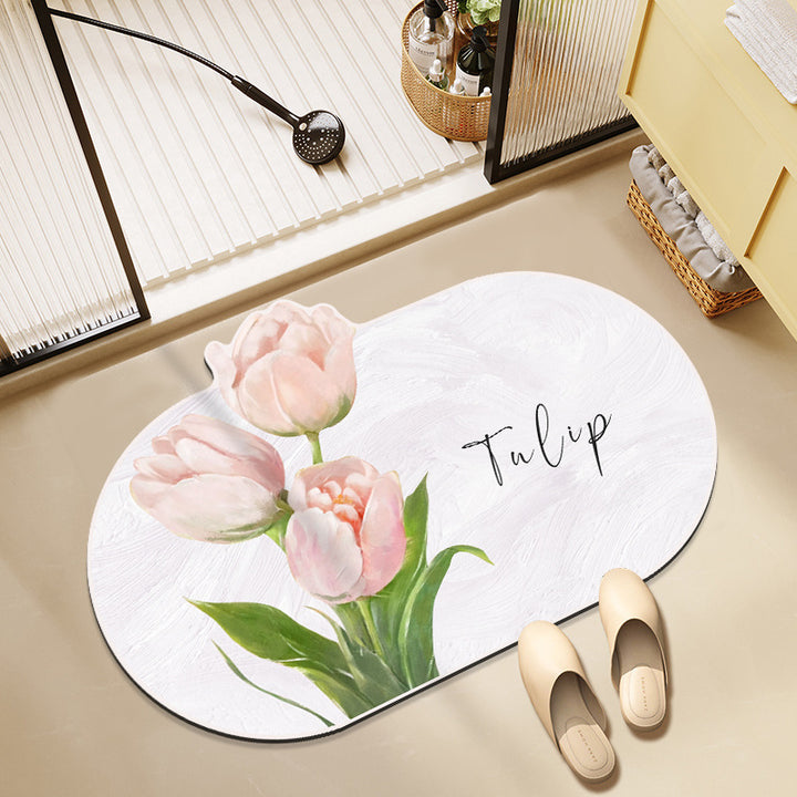 Floral-Themed Memory Foam Bath Mat