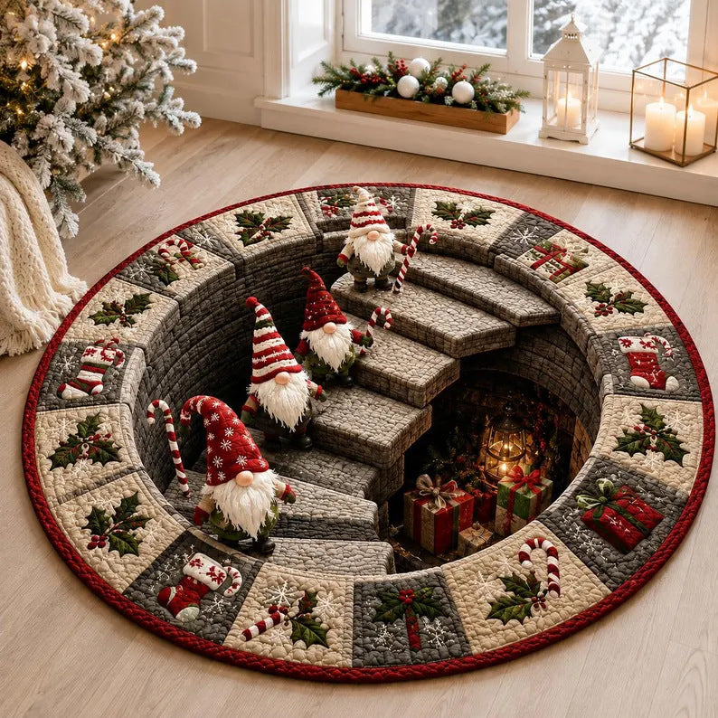 3D Holiday-Themed Round Area Rug