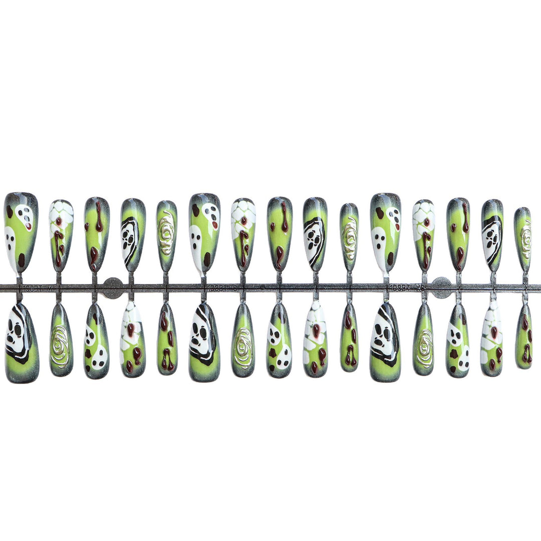 Artistic Press-On Nail Set with Unique Halloween Designs Stornfield