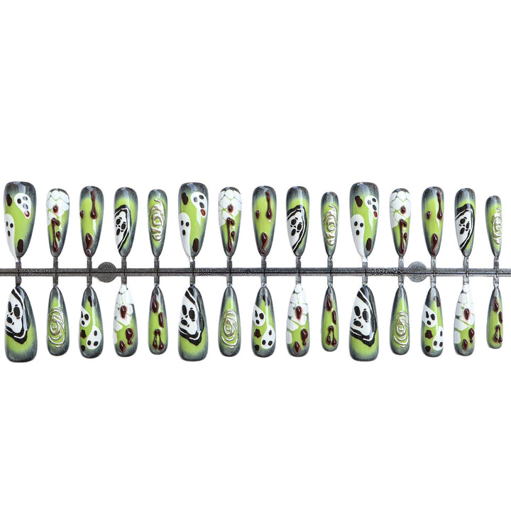 Artistic Press-On Nail Set with Unique Halloween Designs Stornfield