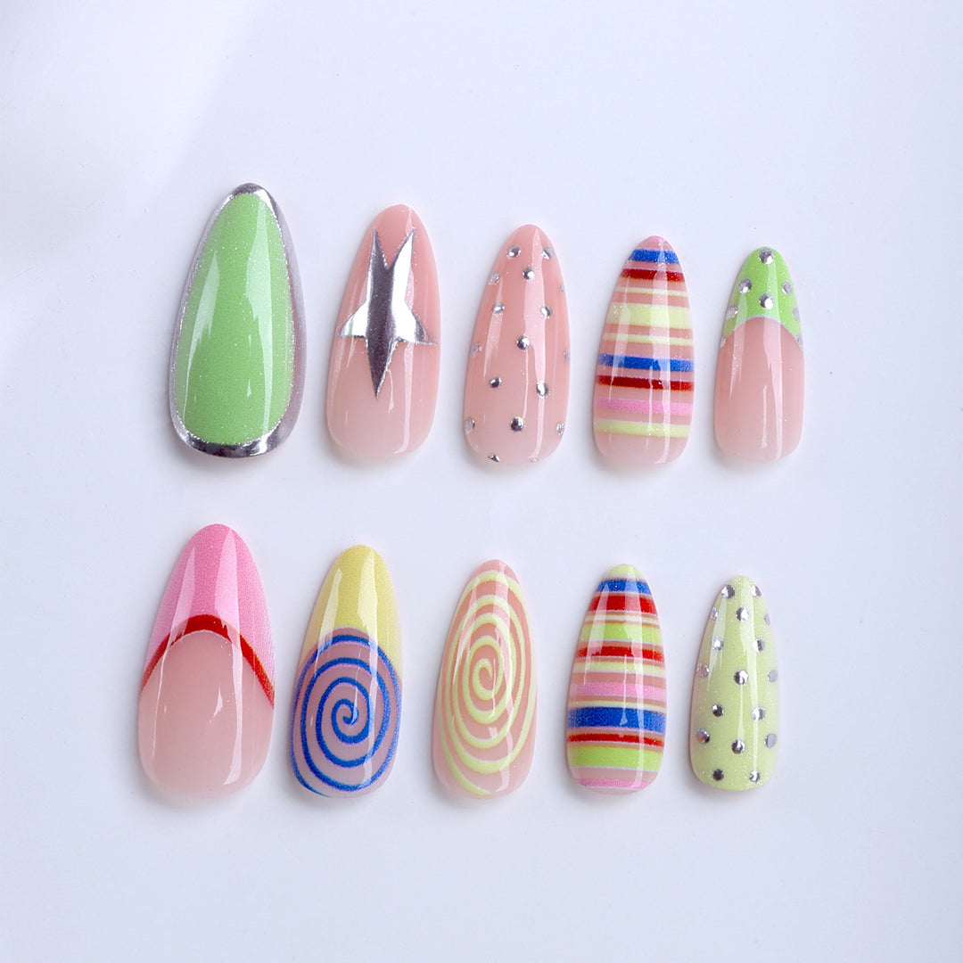 Artificial nails with creative geometric design Stornfield