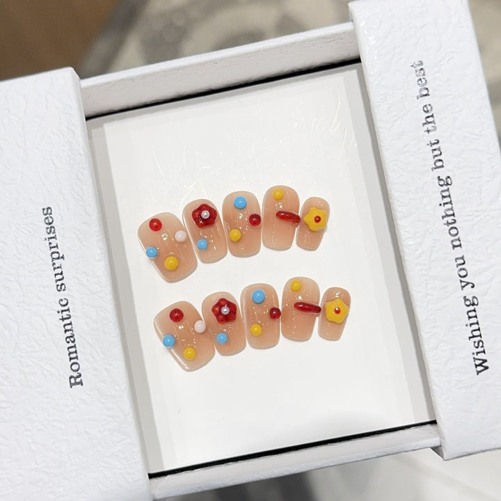 Artificial nails with colorful 3D accents Stornfield