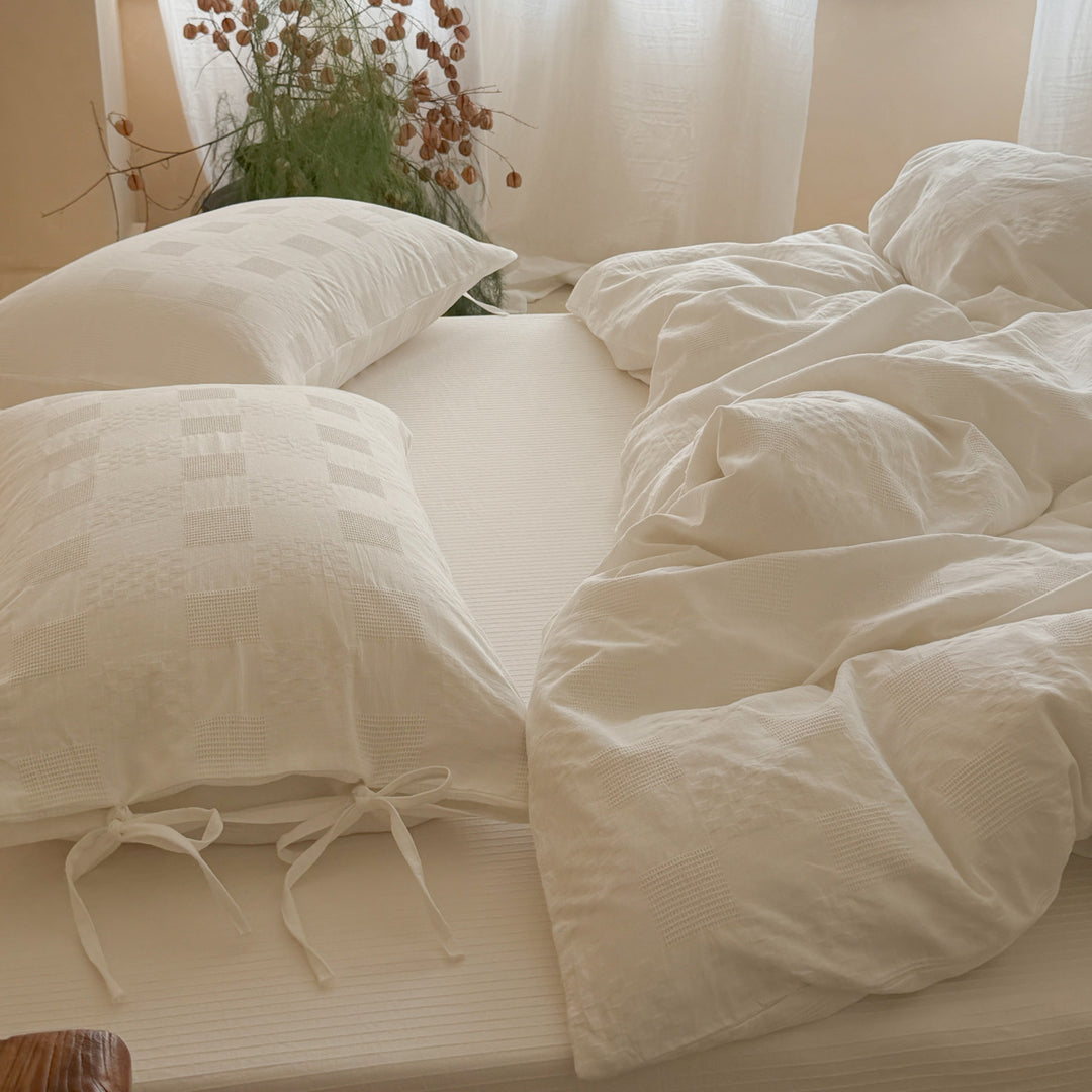 Washed Cotton Gauze Duvet Cover Set with Tie Closure Pillowcases