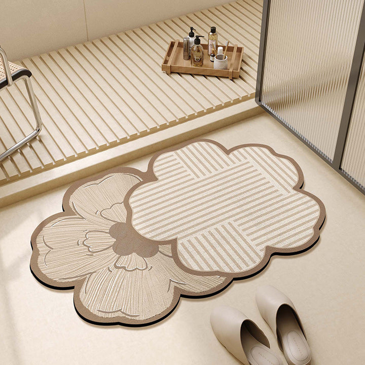 Floral Design Plush Bath Mat