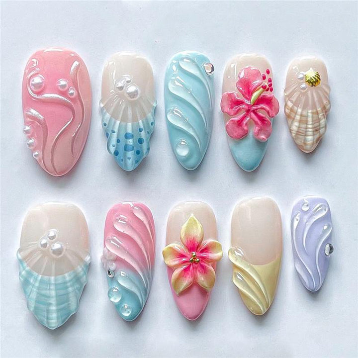 Artistic Sea-Inspired Shell Nail Art Set Stornfield