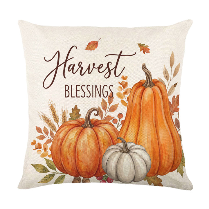 Decorative Autumn Basket Pumpkin Sunflower Square Pillow Cover with Hidden Zipper