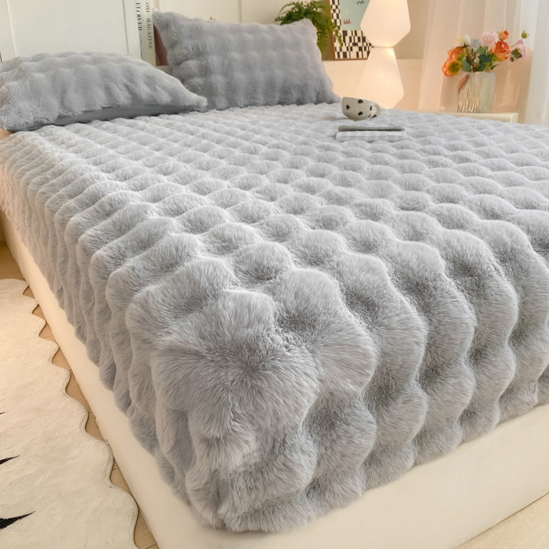 Plush Textured Furry Bedspread