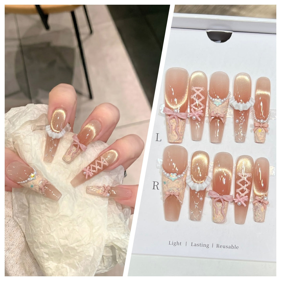 Artistic Stiletto Press-On Nail Set with Charming Patterns Stornfield