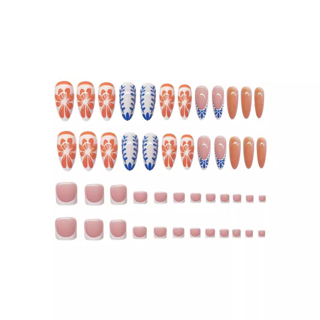Artistic Floral Press-On Nail Design Stornfield