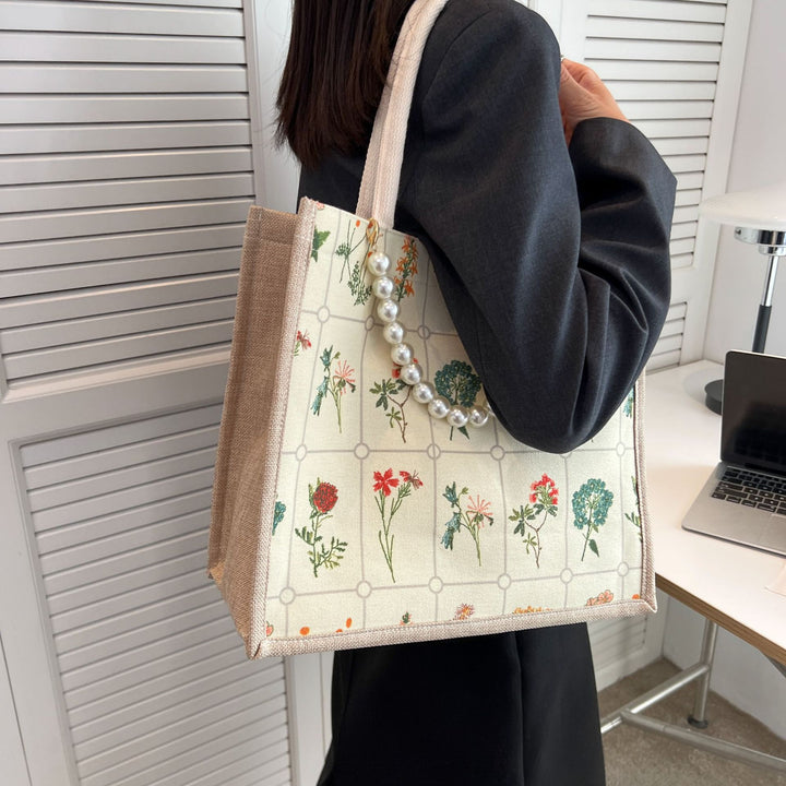 Embroidered Floral Patterned Tote Bag