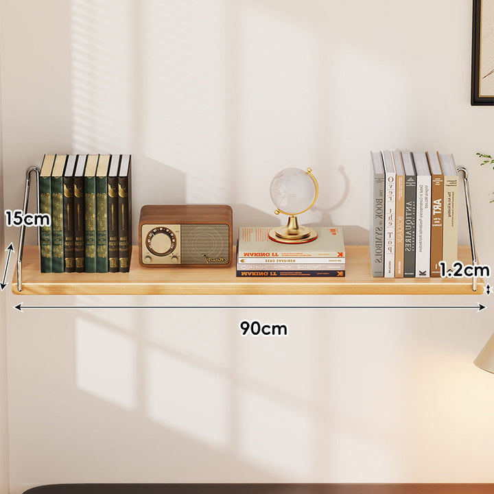 Compact Wall-Mounted Floating Shelf with Slim Metal Side Brackets