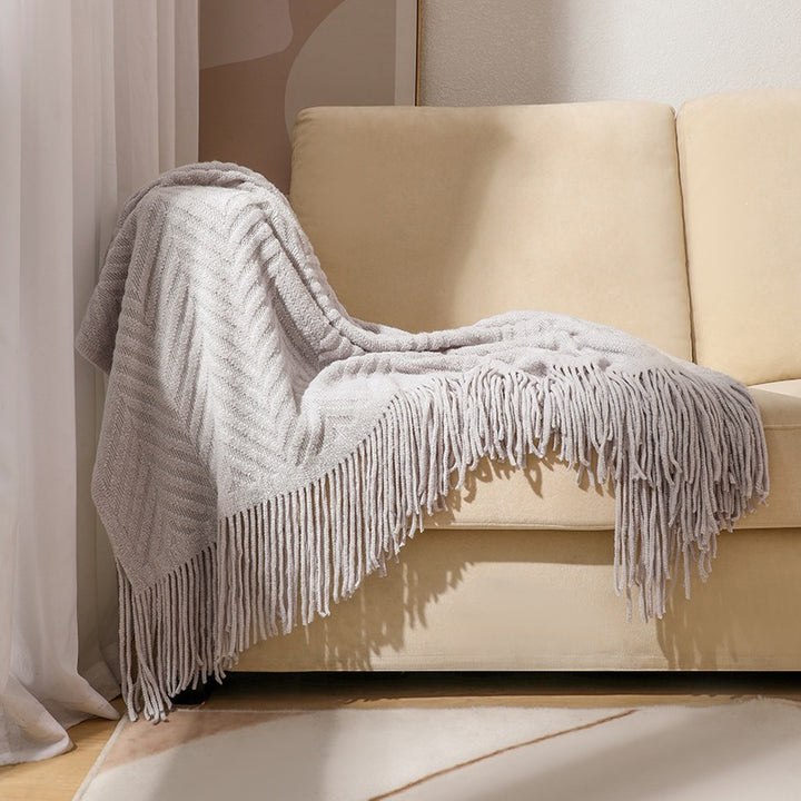 Textured Fringe Throw Blanket