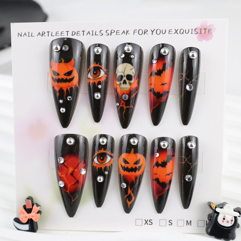 Halloween Artificial Nail Set with Creative Ghost and Pumpkin Designs Stornfield