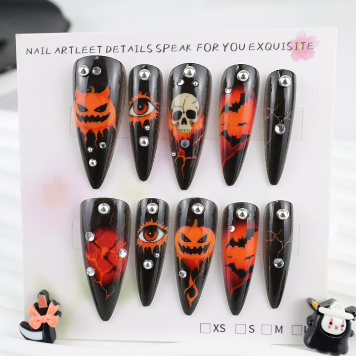 Halloween Artificial Nail Set with Creative Ghost and Pumpkin Designs Stornfield