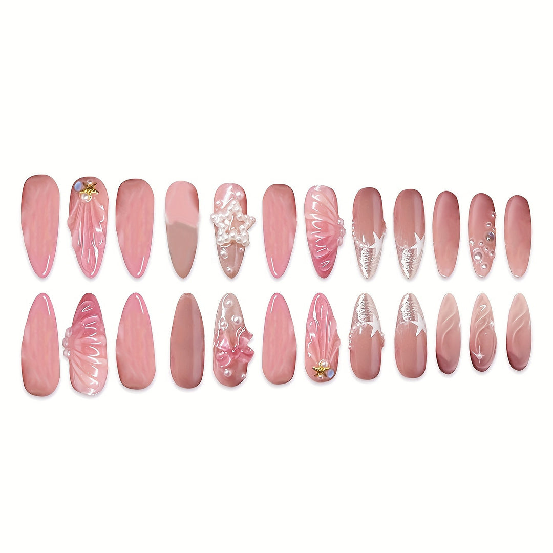 Nautical-Themed Press-On Nail Set Stornfield