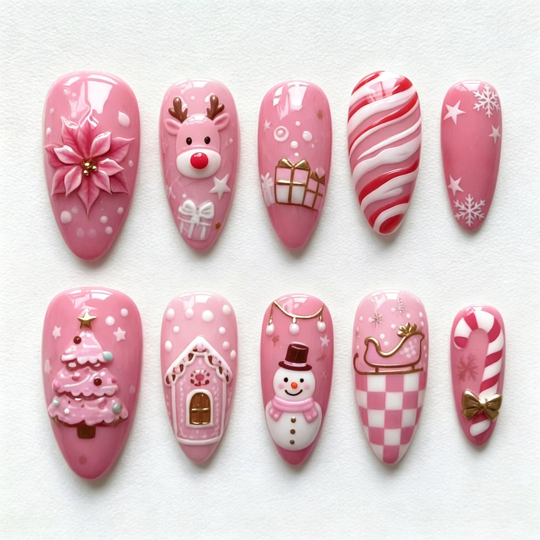 Festive Holiday-Themed Press-On Nail Art Set Stornfield 1790636461