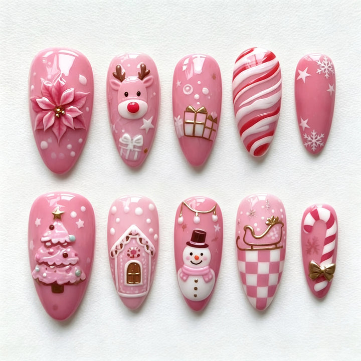 Festive Holiday-Themed Press-On Nail Art Set Stornfield 1790636461