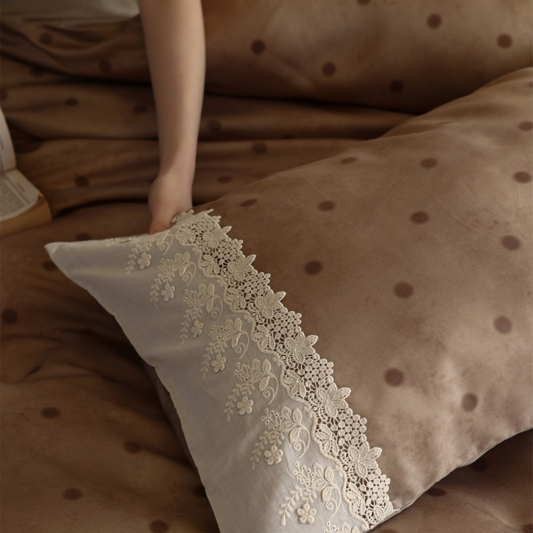Luxury Lace-Trim Satin Duvet Cover Set