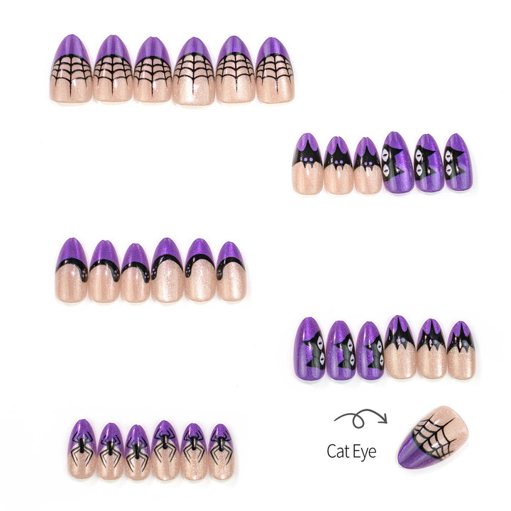 Gothic Spider Web Press-On Nail Art Set