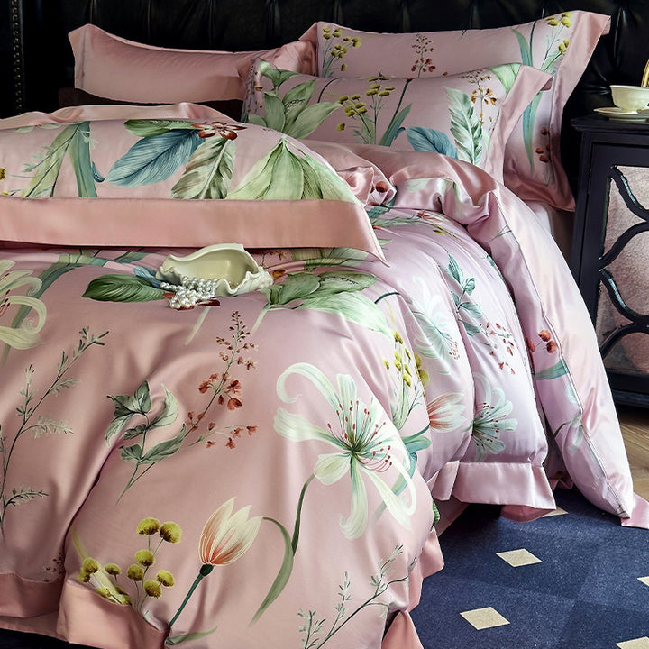 Silky Sateen Botanical Toile Duvet Cover Bedding Set