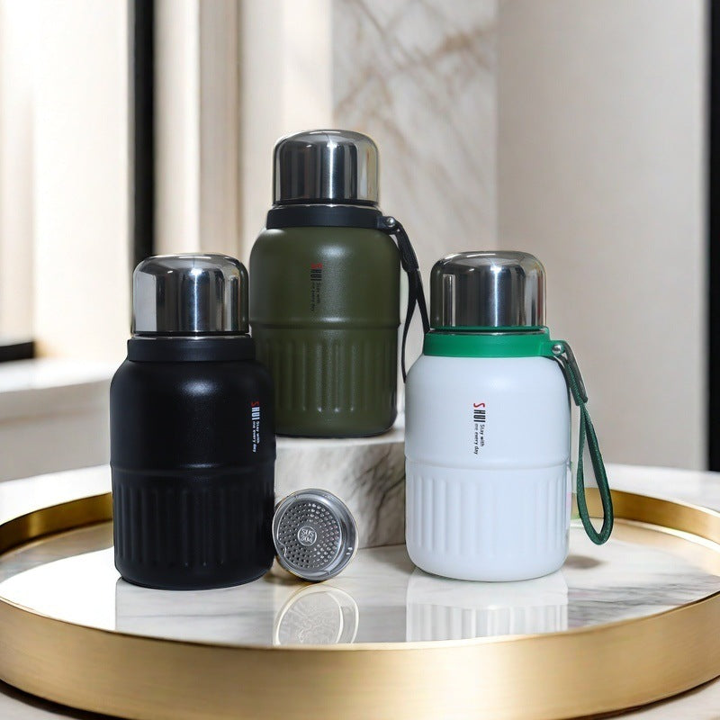 Insulated thermos bottle with practical drinking cup and sturdy carrying strap Stornfield