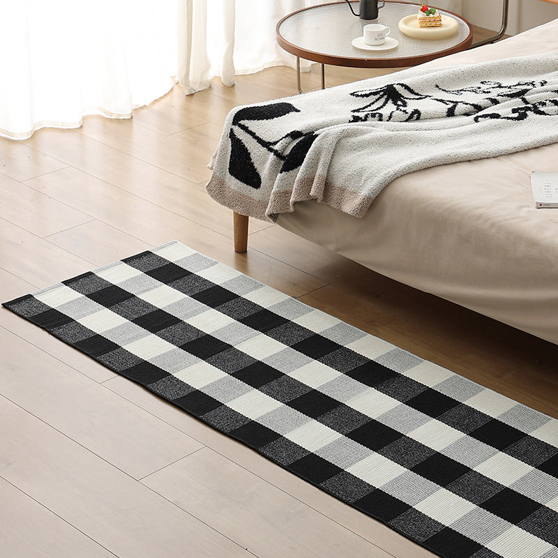 Flat woven bed runner and carpet runner with vibrant checked design Stornfield