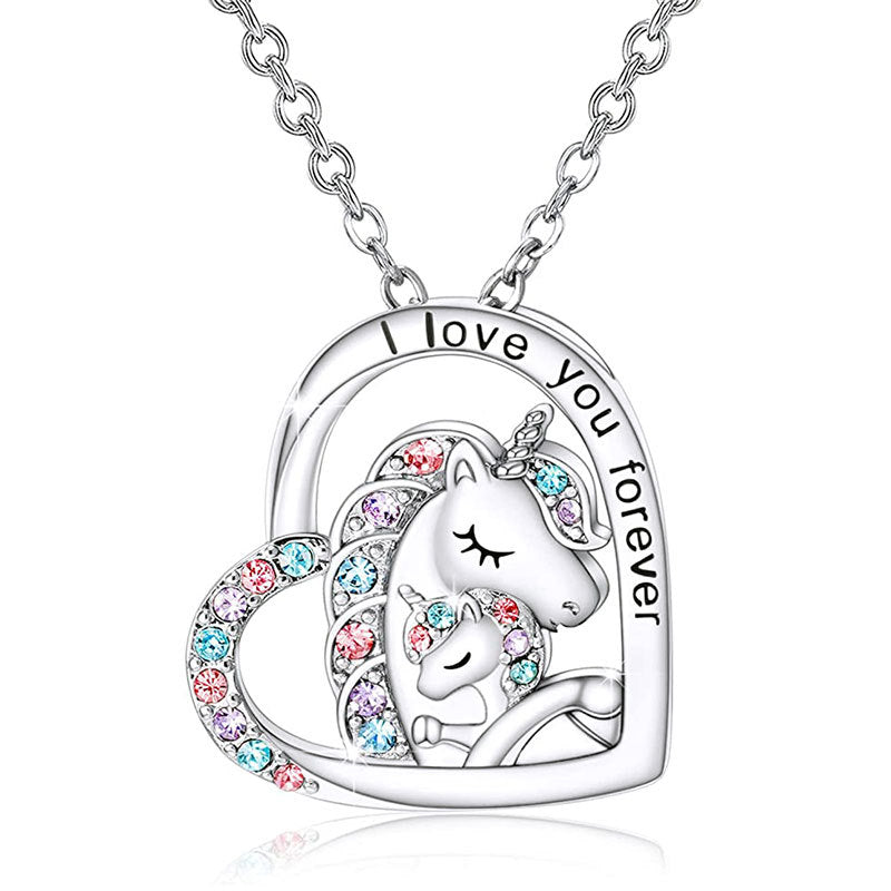 Unicorn Family Heart Pendant Necklace Stornfield
