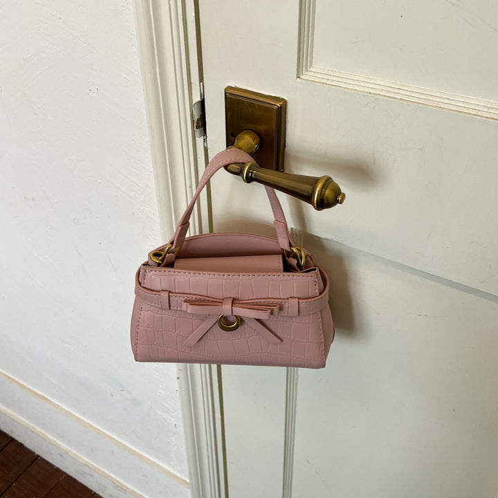 Crocodile-Textured Mini Handbag