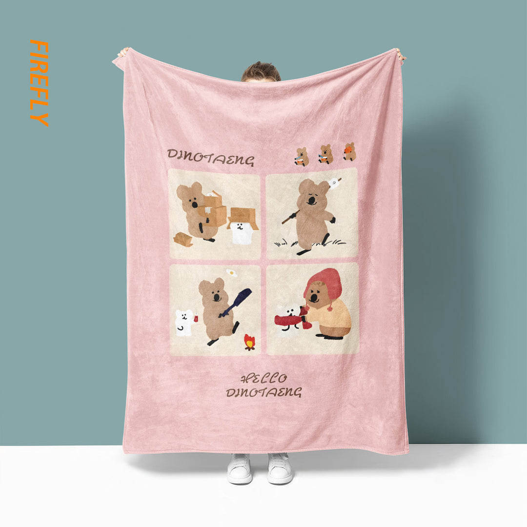 Cartoon Bear-Themed Soft Plush Blanket