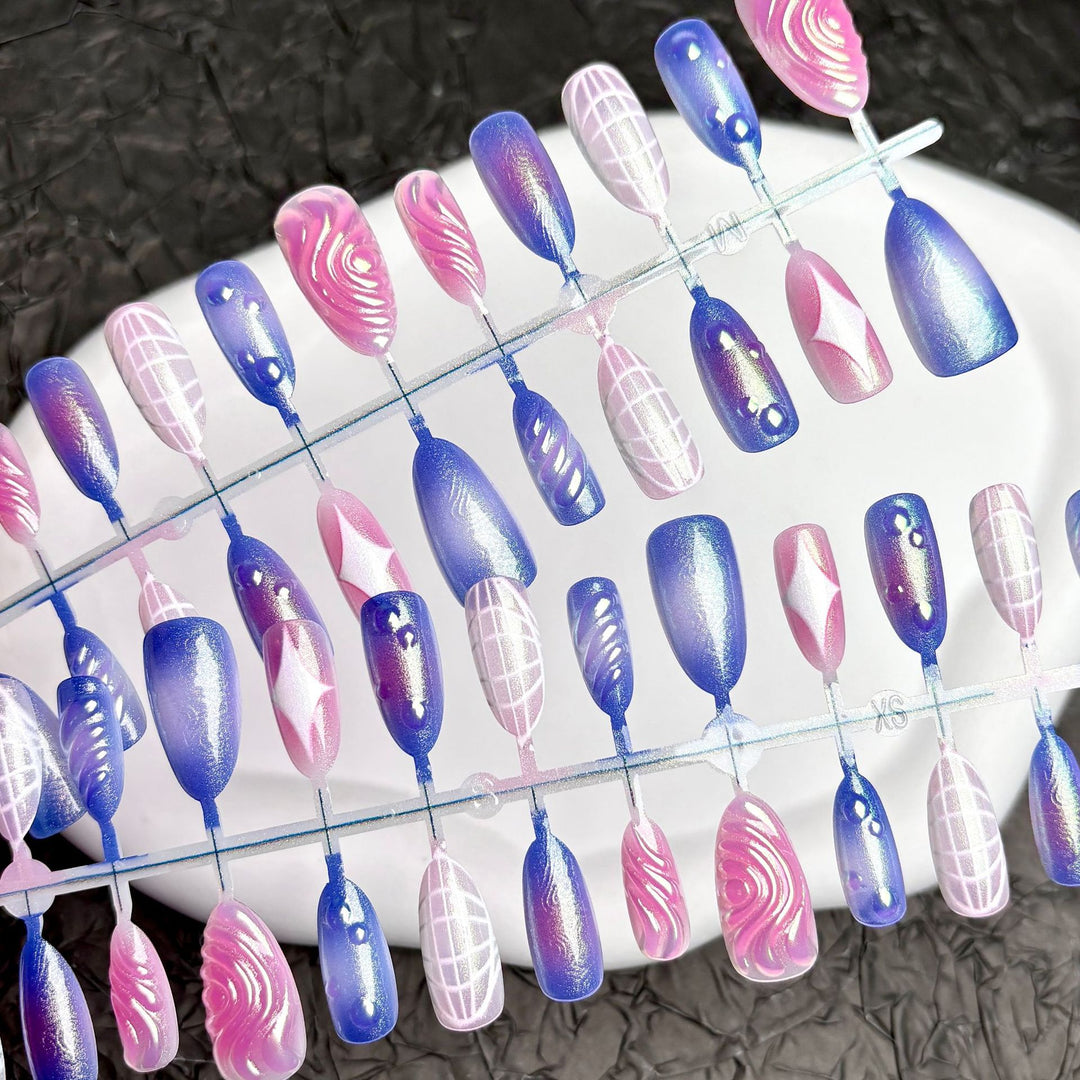 Colorful Gradient Press-On Nail Art Collection